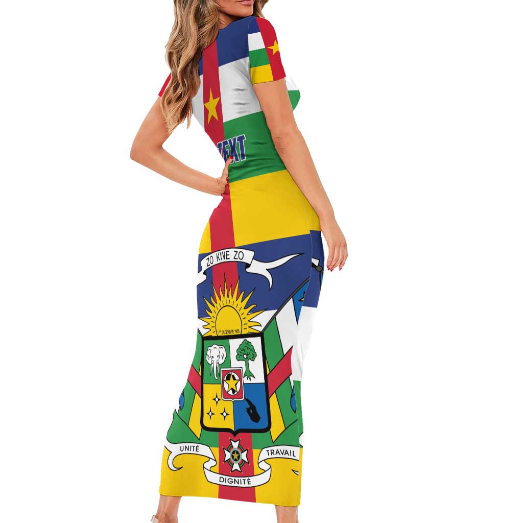 Personalized Central African Republic Short Sleeve Bodycon Dress Zo Kwe Zo Flag Style - Shopicos