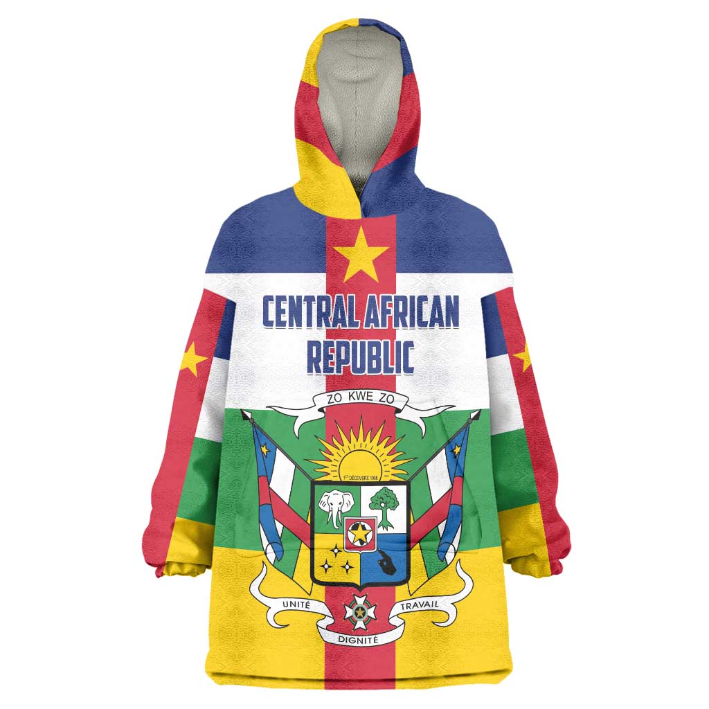 Personalized Central African Republic Wearable Blanket Hoodie Zo Kwe Zo Flag Style - Shopicos