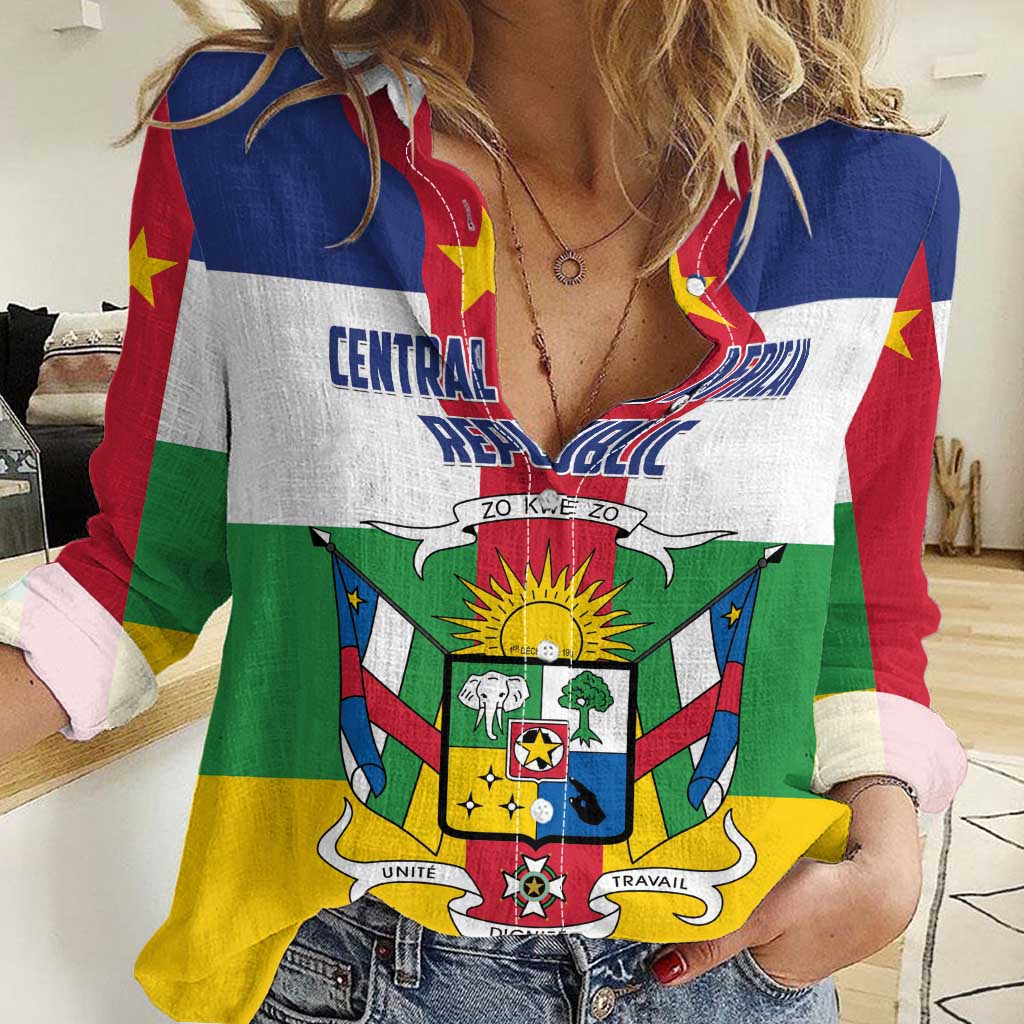 Personalized Central African Republic Women Casual Shirt Zo Kwe Zo Flag Style - Shopicos