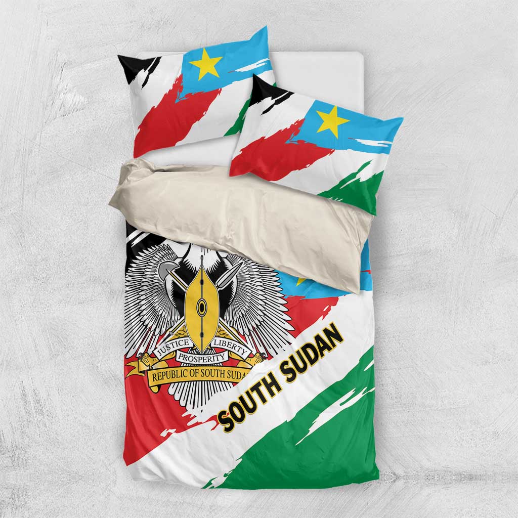 South Sudan Bedding Set Grunge Flag Style - Shopicos