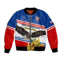 Serbia and Montenegro National Day Bomber Jacket Eagle With Mimosa Flower - Shopicos