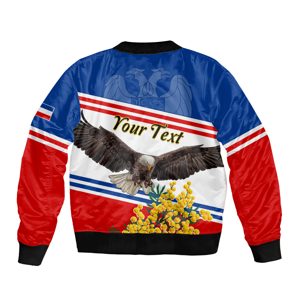 Serbia and Montenegro National Day Bomber Jacket Eagle With Mimosa Flower - Shopicos