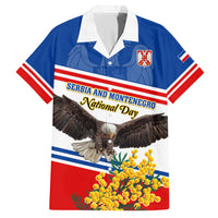 Serbia and Montenegro National Day Hawaiian Shirt Eagle With Mimosa Flower - Shopicos