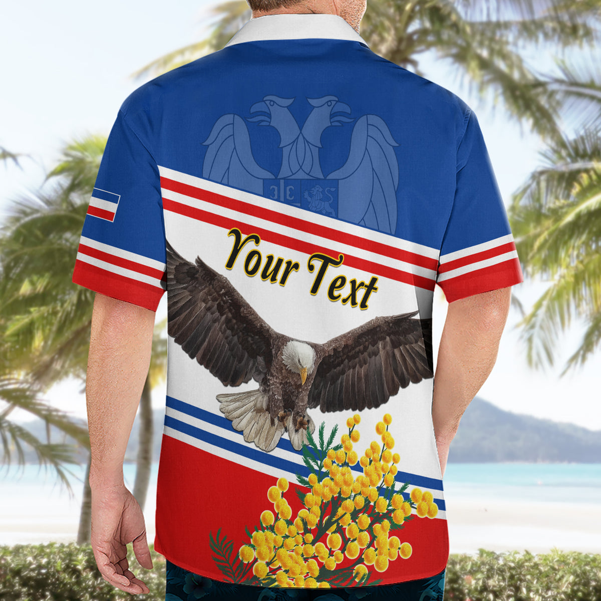 Serbia and Montenegro National Day Hawaiian Shirt Eagle With Mimosa Flower - Shopicos