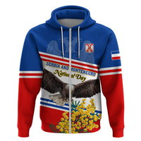 Serbia and Montenegro National Day Zip Hoodie Eagle With Mimosa Flower - Shopicos