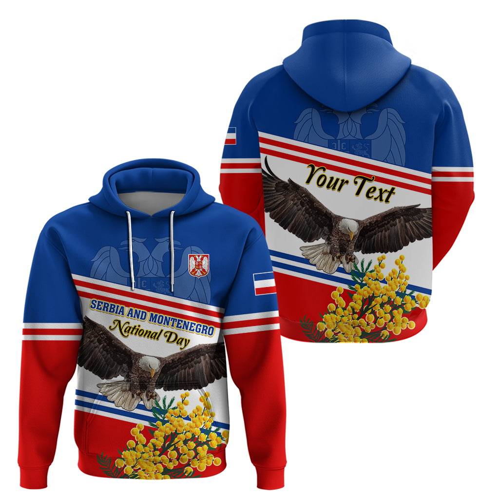 Serbia and Montenegro National Day Zip Hoodie Eagle With Mimosa Flower - Shopicos