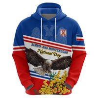 Serbia and Montenegro National Day Zip Hoodie Eagle With Mimosa Flower - Shopicos