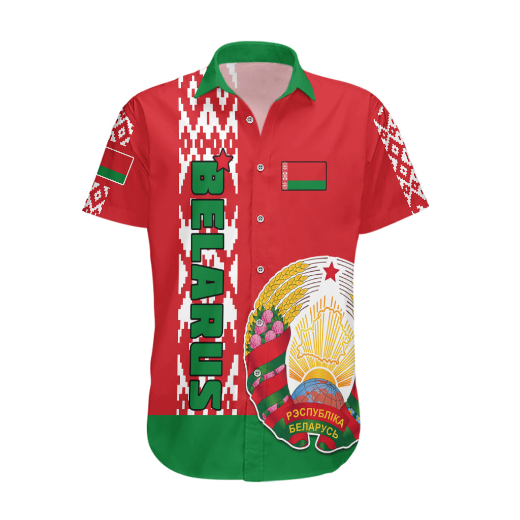 Belarus Hawaiian Shirt Belarusian Coat Of Arms Flag Style - Shopicos
