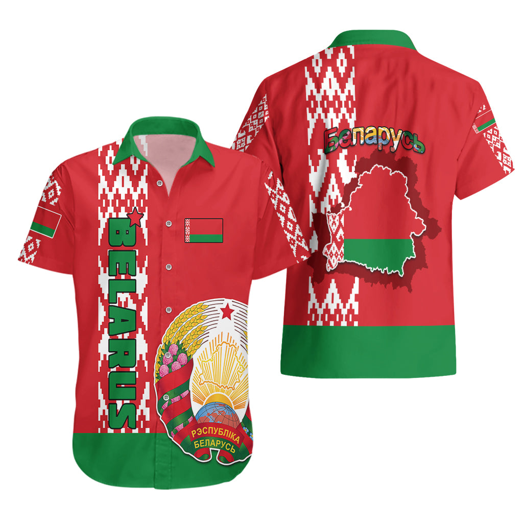 Belarus Hawaiian Shirt Belarusian Coat Of Arms Flag Style - Shopicos