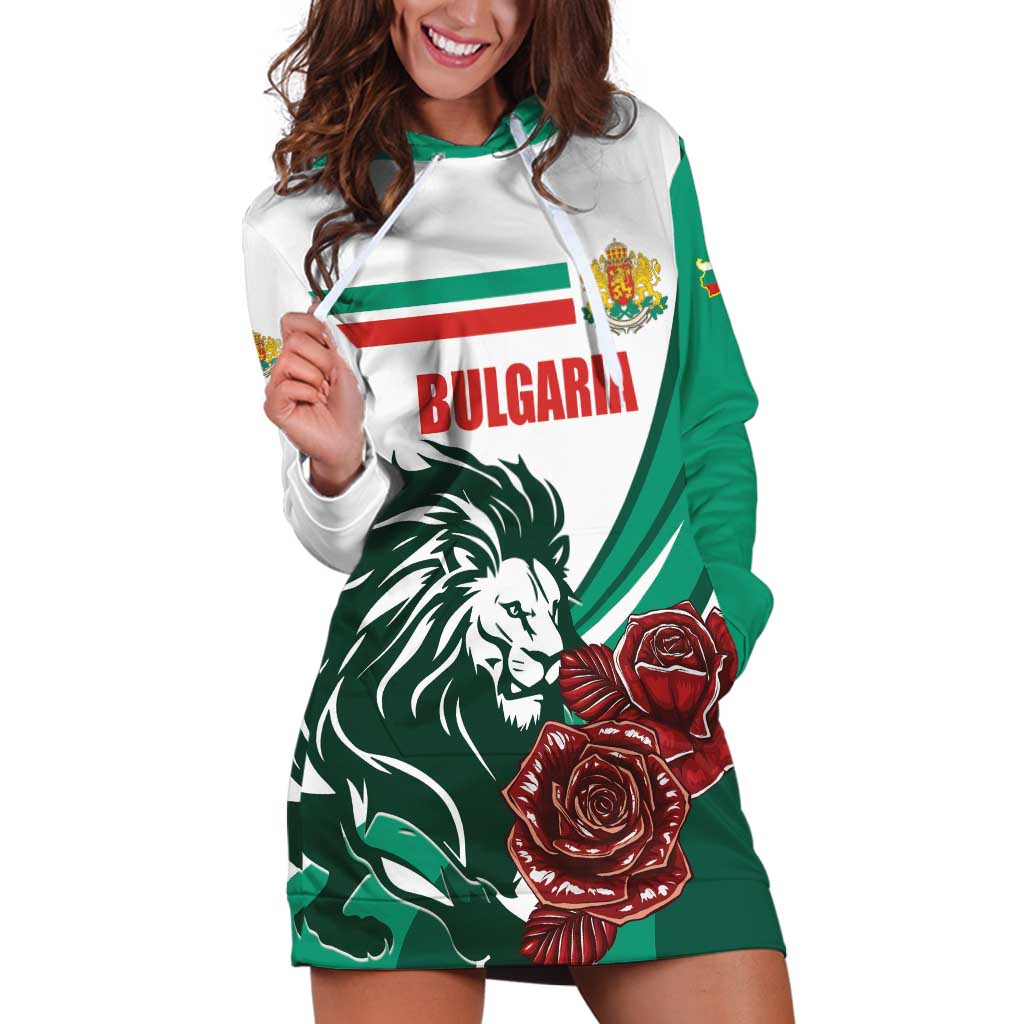 Bulgaria Hoodie Dress Coat of Arms Lion with Roses - Shopicos