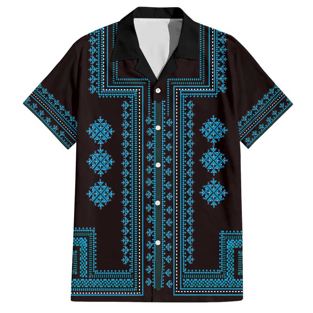 Bulgaria Traditional Pattern Blue Hawaiian Shirt Balkan Culture - Shopicos