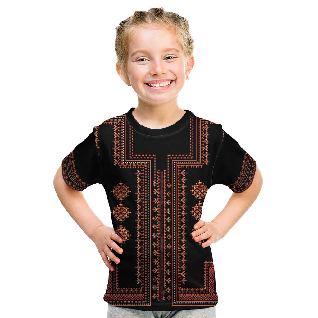 Bulgaria Traditional Pattern Red Kid T Shirt Balkan Culture - Shopicos