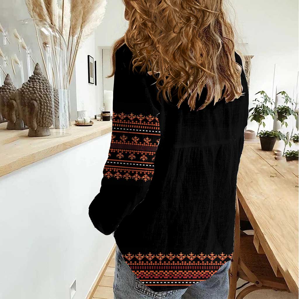 Bulgaria Traditional Pattern Red Women Casual Shirt Balkan Culture - Shopicos