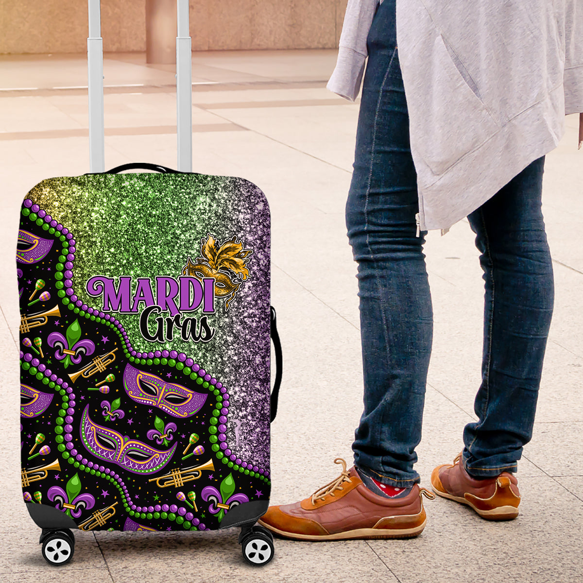 Mardi Gras Luggage Cover Colorful Style - Shopicos
