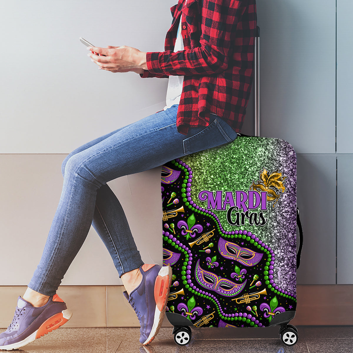 Mardi Gras Luggage Cover Colorful Style - Shopicos