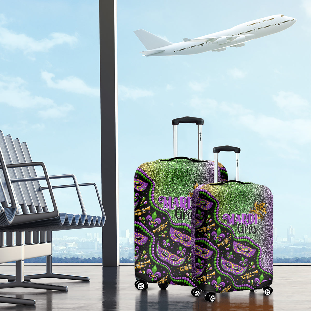 Mardi Gras Luggage Cover Colorful Style - Shopicos