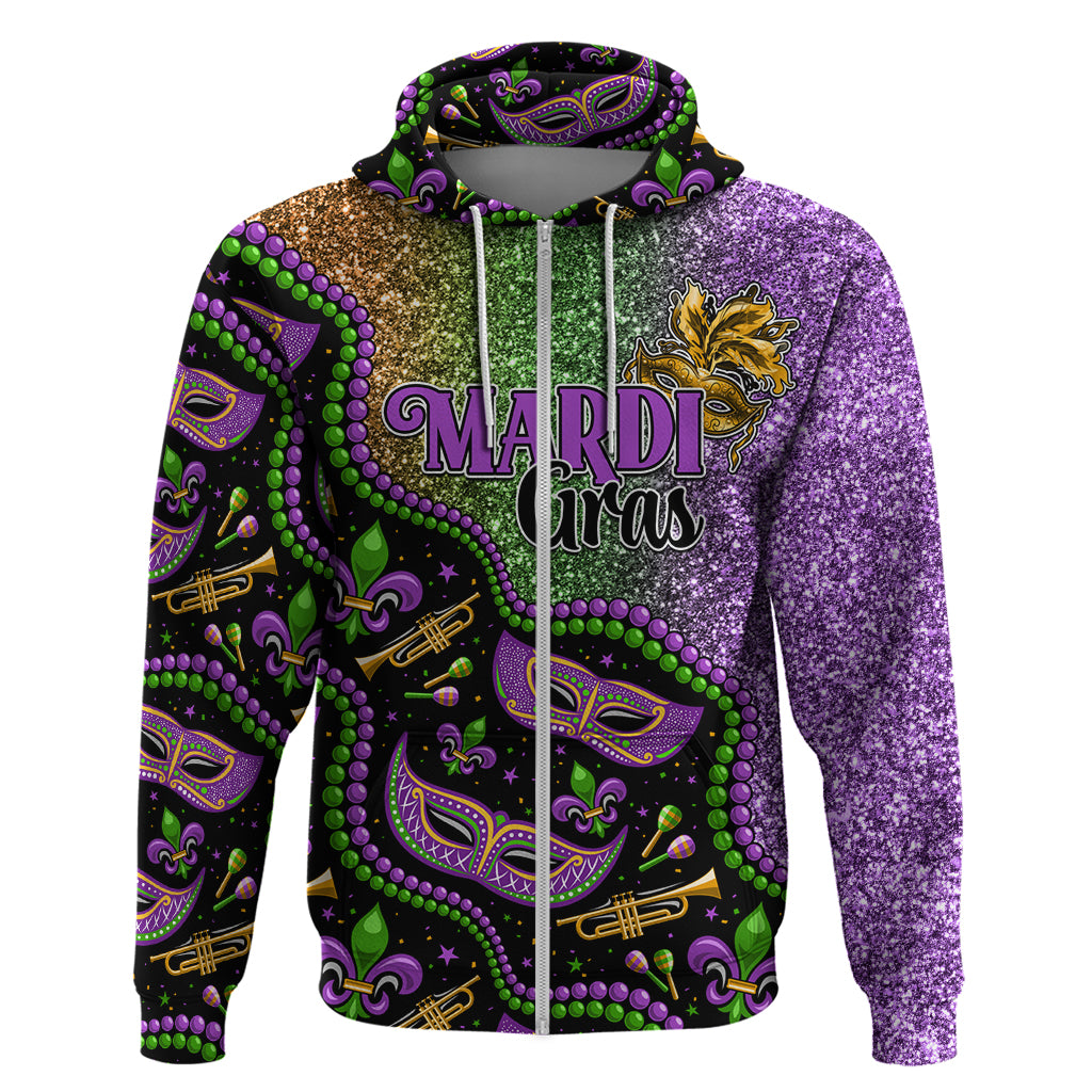 Mardi Gras Zip Hoodie Colorful Style - Shopicos