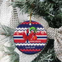 Norway Christmas Ceramic Ornament God Jul! Coquette Bow - Shopicos