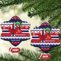 Norway Christmas Ceramic Ornament God Jul! Coquette Bow - Shopicos