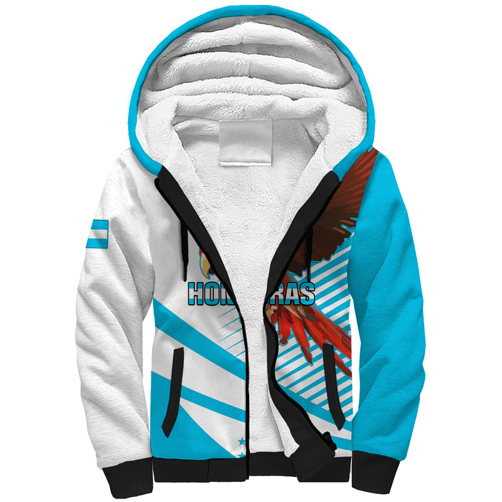 Honduras Sherpa Hoodie Coat Of Arms With Scarlet Macaw - Shopicos