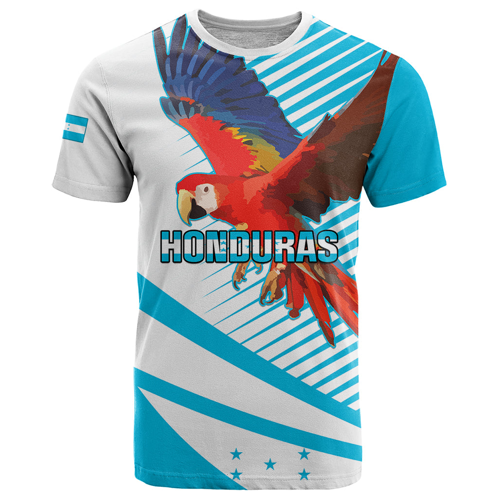 Personalised Honduras T Shirt Coat Of Arms With Scarlet Macaw - Shopicos