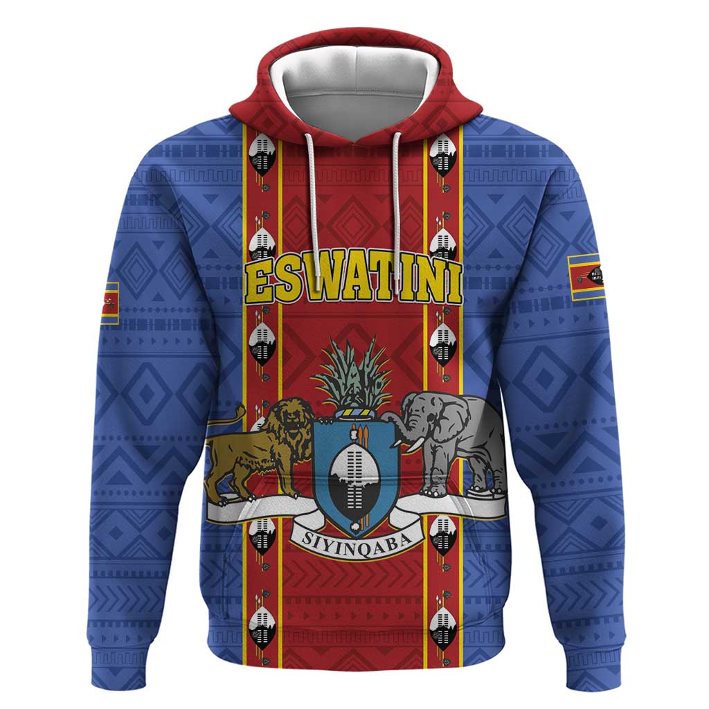 Eswatini African Pattern Hoodie Swaziland Shield Siyinqaba - Shopicos