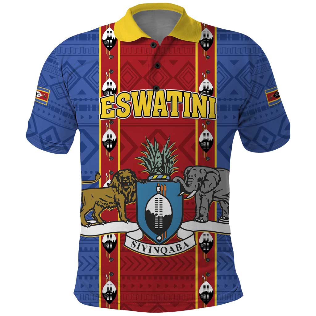 Eswatini African Pattern Polo Shirt Swaziland Shield Siyinqaba - Shopicos