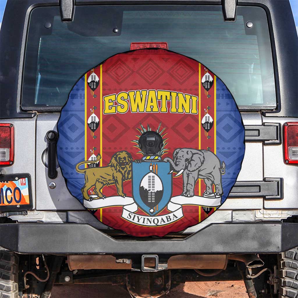 Eswatini African Pattern Spare Tire Cover Swaziland Shield Siyinqaba - Shopicos
