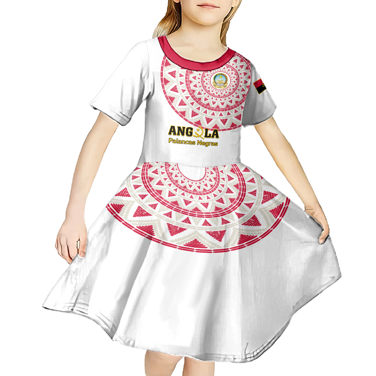 Angola Football Kid Short Sleeve Dress Go Palancas Negras White Version - Shopicos