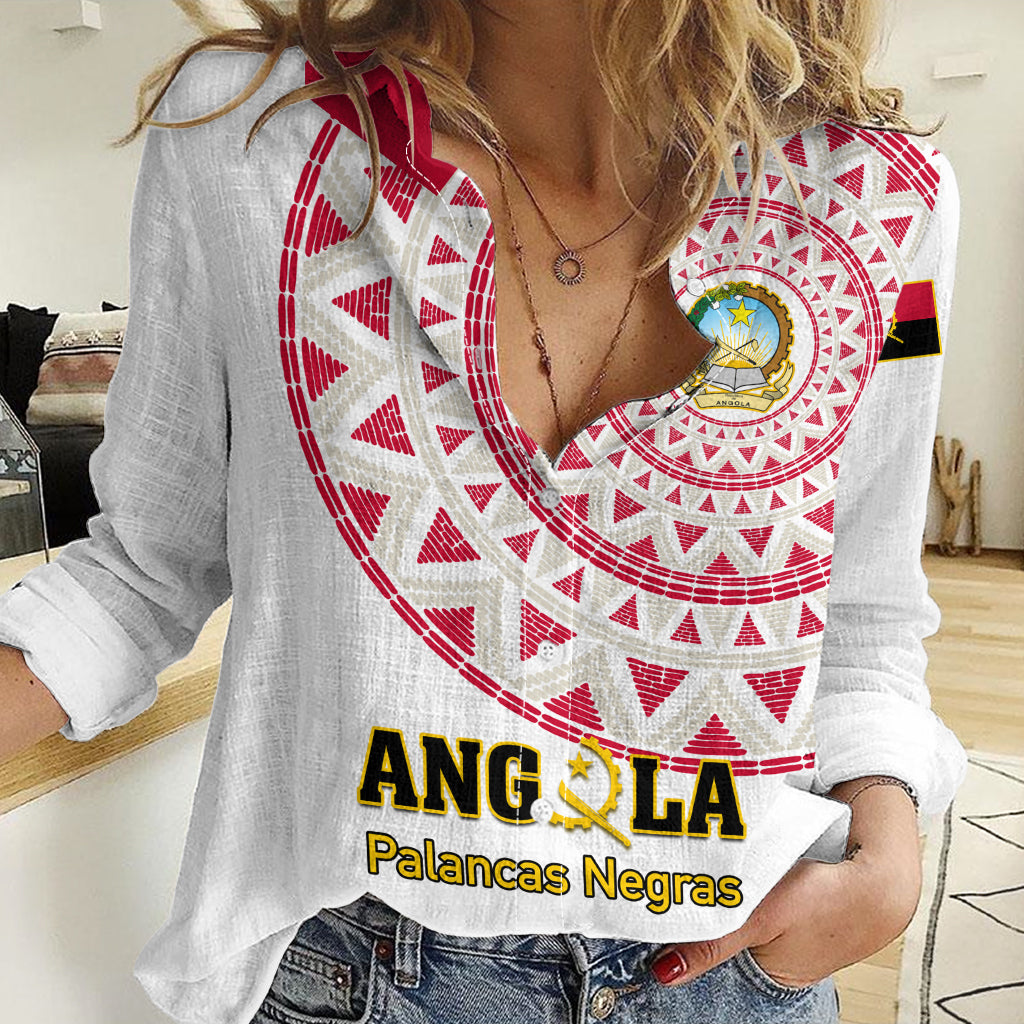 Angola Football Women Casual Shirt Go Palancas Negras White Version - Shopicos