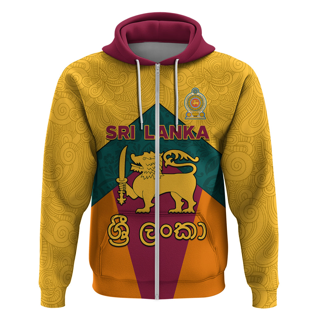 Sri Lanka Independence Day Zip Hoodie Golden Lion Sinha Flag Style - Shopicos