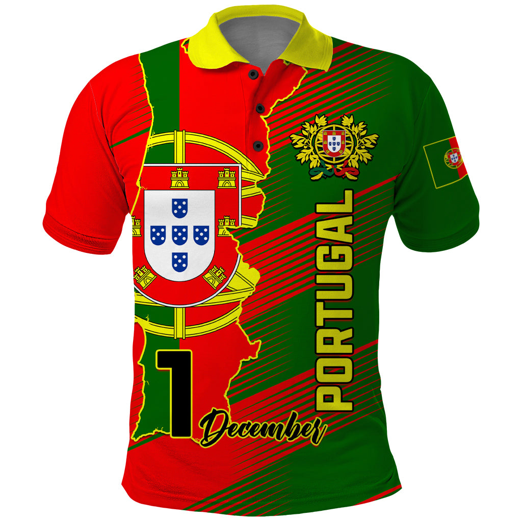 Personalised Portugal Independence Day Polo Shirt Portuguesa Map Flag Style - Shopicos