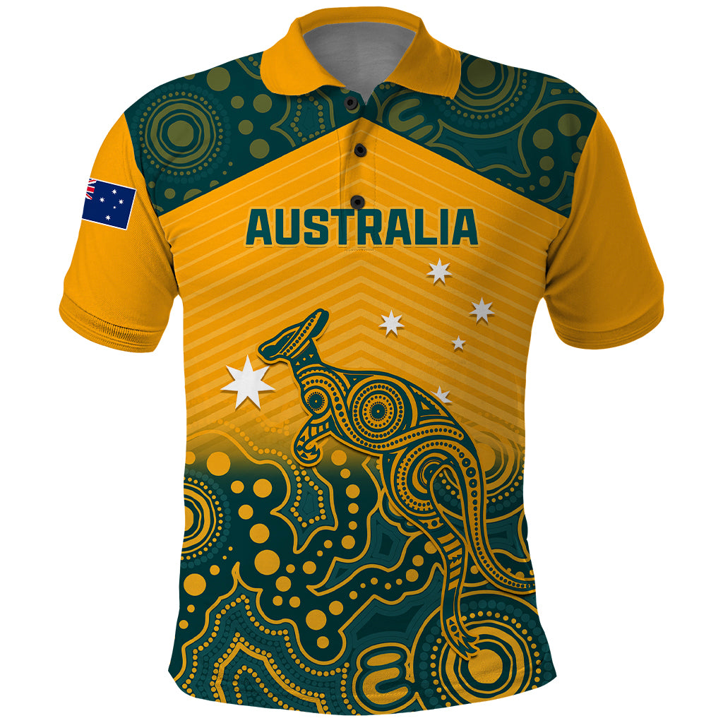 Australia Rugby Polo Shirt Wallabies Aboriginal Pattern - Shopicos