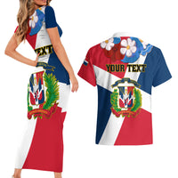 Dominican Republic Independence Day Couples Matching Short Sleeve Bodycon Dress and Hawaiian Shirt Coat Of Arms Flag Style - Shopicos