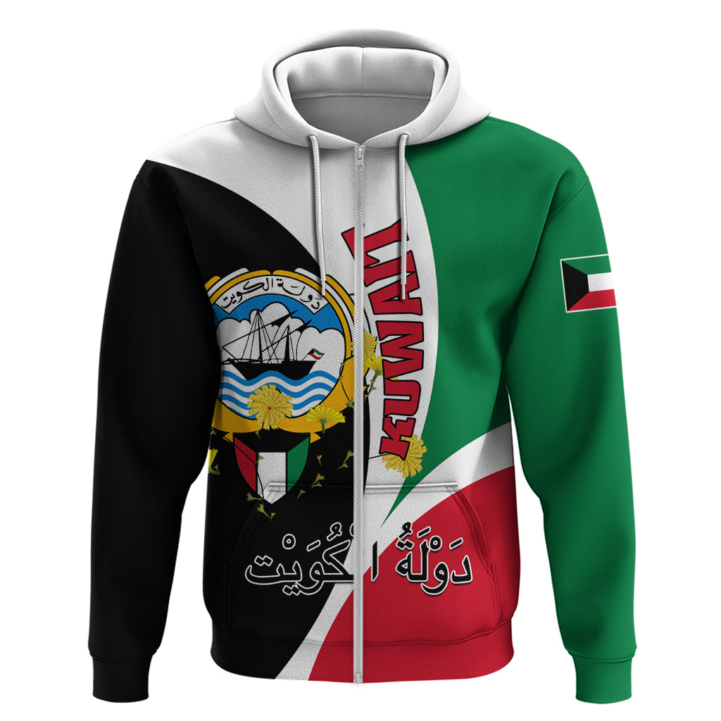 Kuwait National Day Zip Hoodie Kuwayt Coat Of Arms Arfaj Flower - Shopicos
