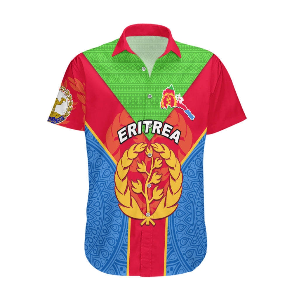 Eritrea Hawaiian Shirt Eritrean Emblem Flag Mix African Pattern - Shopicos