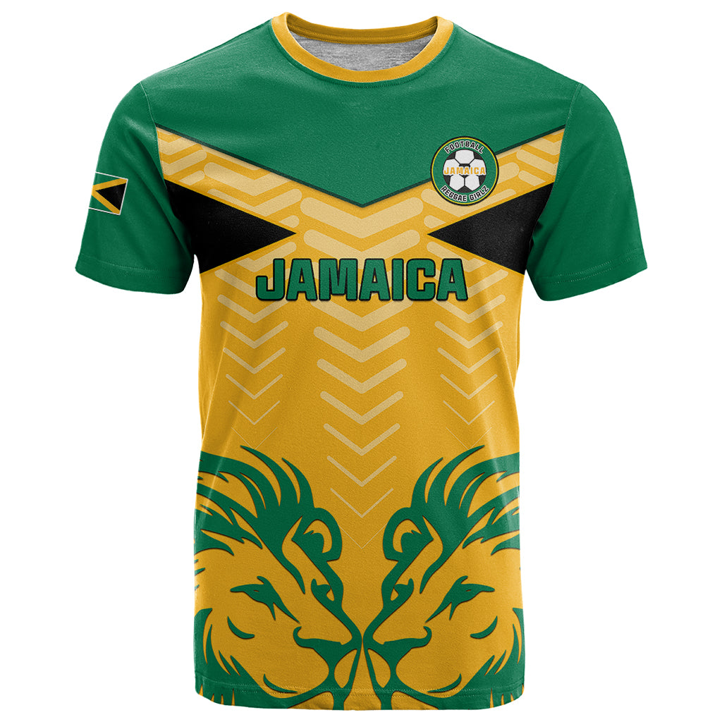 Personalised Jamaica Football T Shirt Reggae Girlz Lion Sporty Style - Shopicos