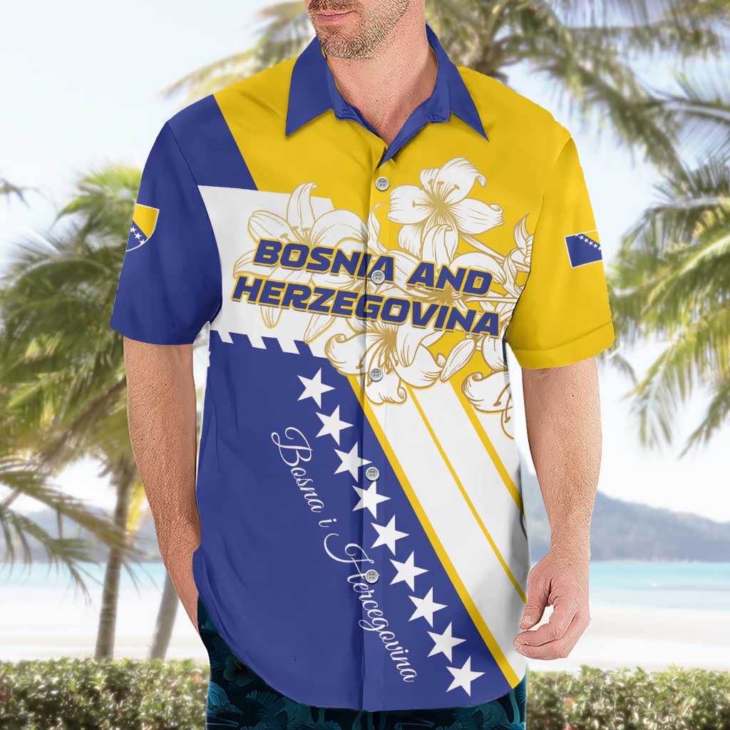 Personalized Bosnia and Herzegovina Hawaiian Shirt Stars With Golden Lily - Shopicos