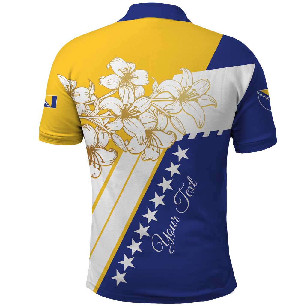 Personalized Bosnia and Herzegovina Polo Shirt Stars With Golden Lily - Shopicos