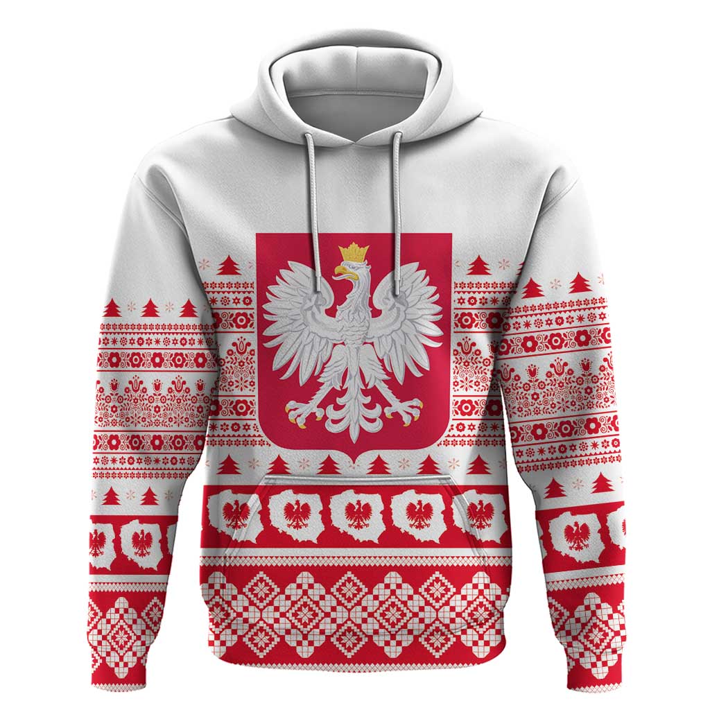 Polish Christmas Hoodie - Poland Emblem and Lachy Sadeckie Pattern - Shopicos