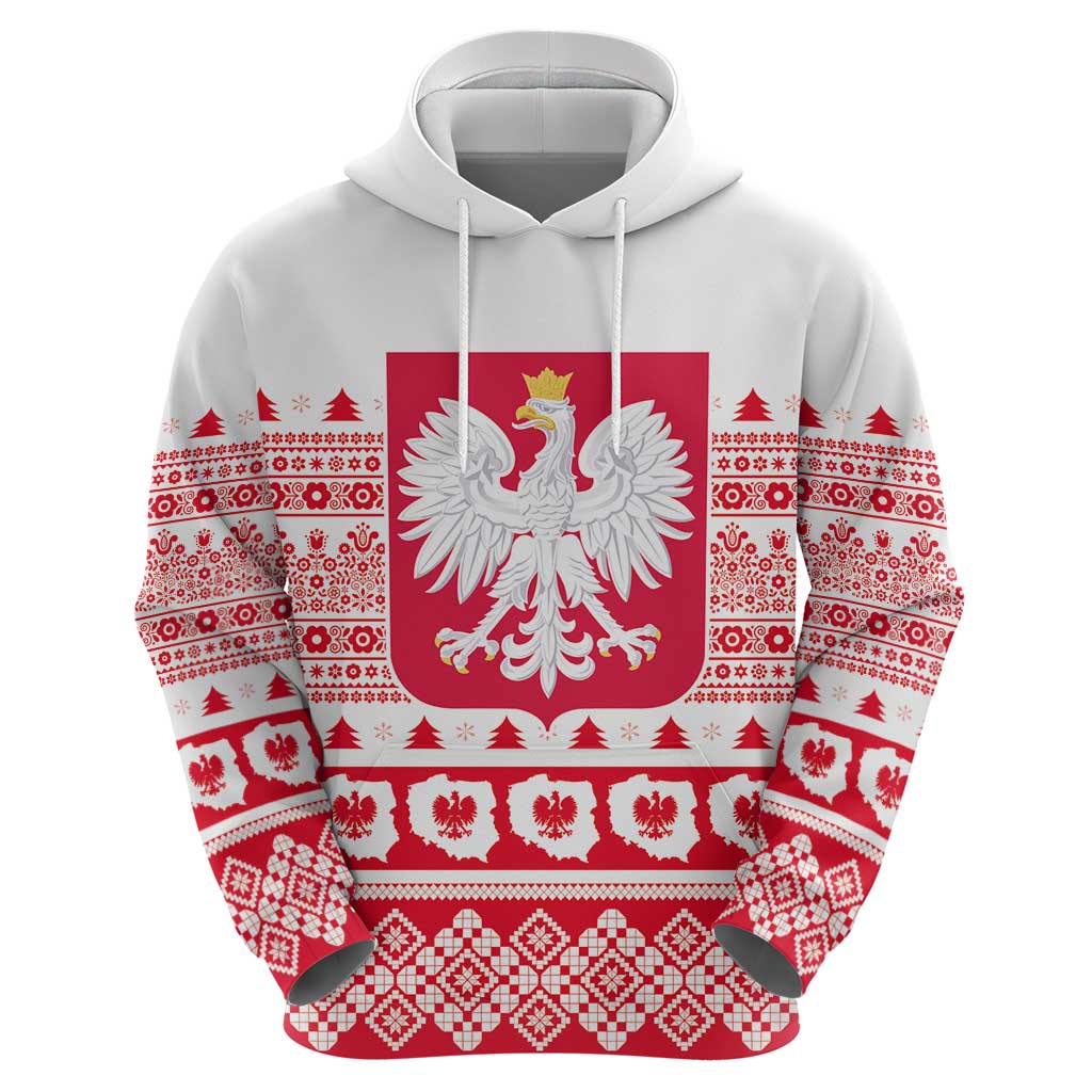 Polish Christmas Hoodie - Poland Emblem and Lachy Sadeckie Pattern - Shopicos