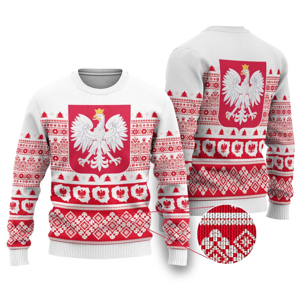 Polish Christmas Ugly Christmas Sweater - Poland Emblem and Lachy Sadeckie Pattern - Shopicos