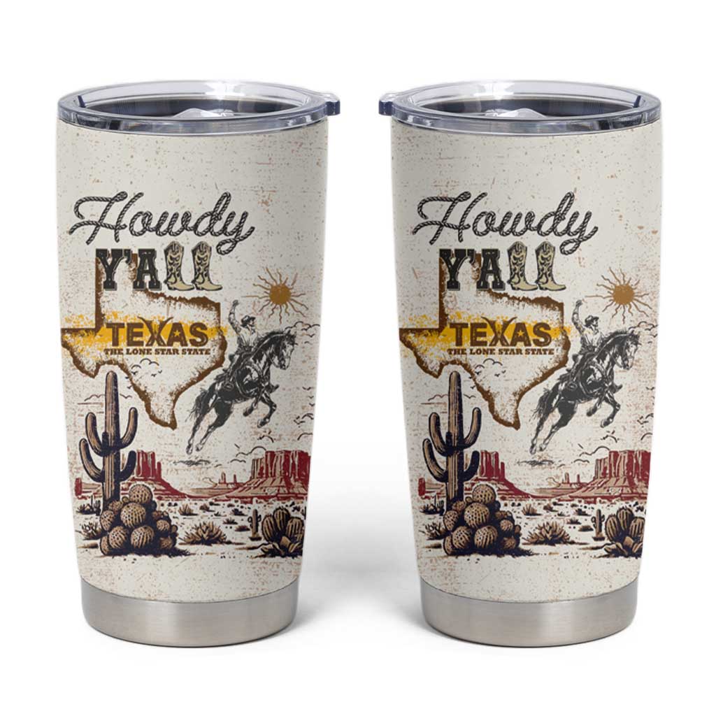 Texas Heritage Vintage Style Tumbler Cup Howdy Y’all and Lone Star State - Shopicos