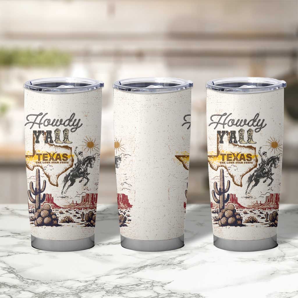 Texas Heritage Vintage Style Tumbler Cup Howdy Y’all and Lone Star State - Shopicos