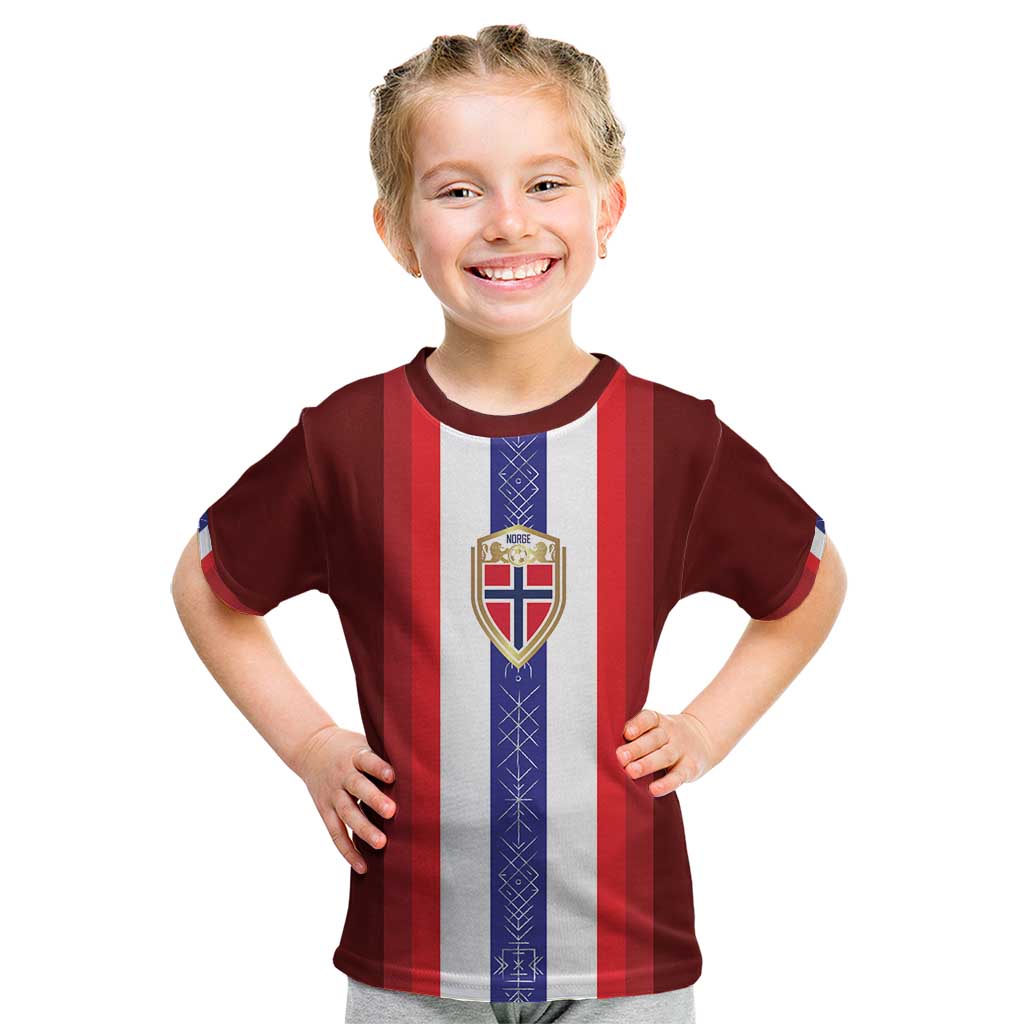 Custom Norway Football Kid T Shirt Norwegian Stripes-Viking Style - Shopicos