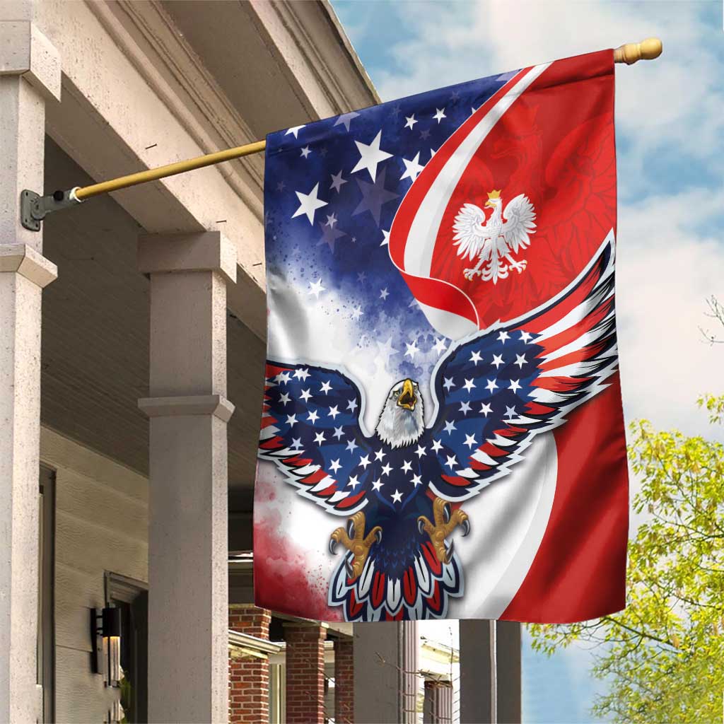 Polish American Heritage Month Garden Flag USA Eagle and Poland Eagle with National Flag - Shopicos