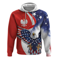 Polish American Heritage Month Hoodie USA Eagle and Poland Eagle with National Flag - Shopicos