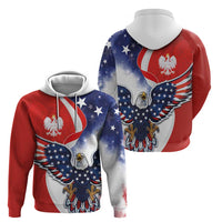 Polish American Heritage Month Hoodie USA Eagle and Poland Eagle with National Flag - Shopicos