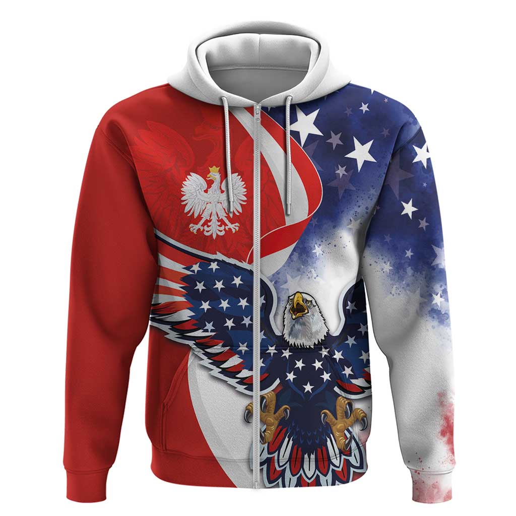 Polish American Heritage Month Hoodie USA Eagle and Poland Eagle with National Flag - Shopicos