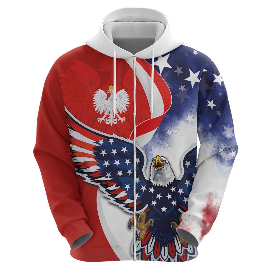 Polish American Heritage Month Hoodie USA Eagle and Poland Eagle with National Flag - Shopicos